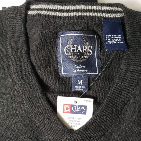 Chaps Men's Cashmere-Blend V-Neck LS Sweater Sz M - Picture 4 of 14